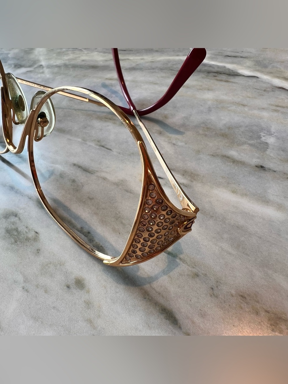 Christian Dior Vintage 1980s Gold Rhinestone Oversized Eyeglass Made in Austria - Picture 10 of 14